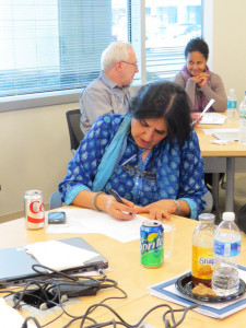 Sunita Kishor, DHS Program Director, drafts a Tweet in the social media session