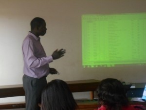 Cyprian Misinde facilitating an undergraduate training session