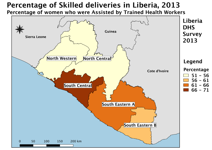 Map made by one of the participants, using DHS data from Liberia