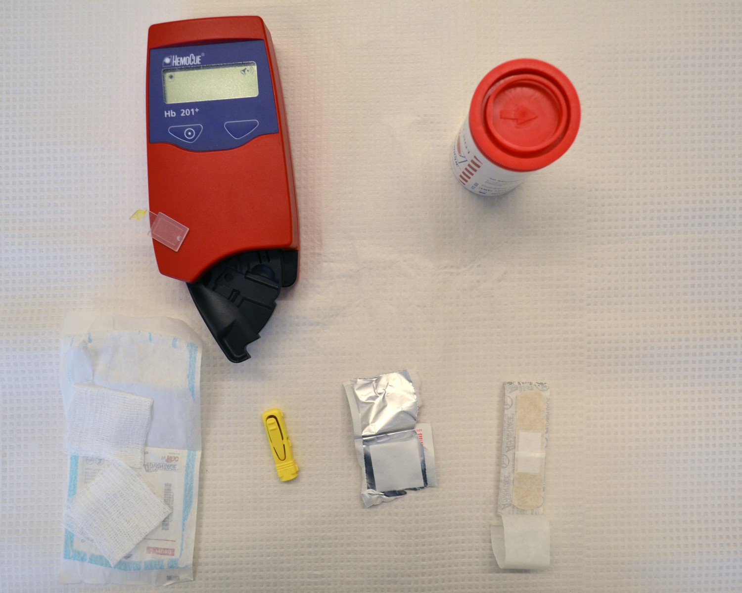 Hemoglobin analysis in DHS surveys in carried out with a portable HemoCue analyzer.